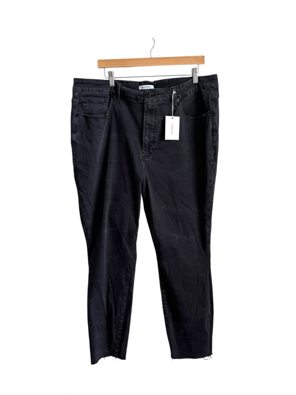 Good American Good Waist Jeans Black Raw Hem Plus Size 22 NWT